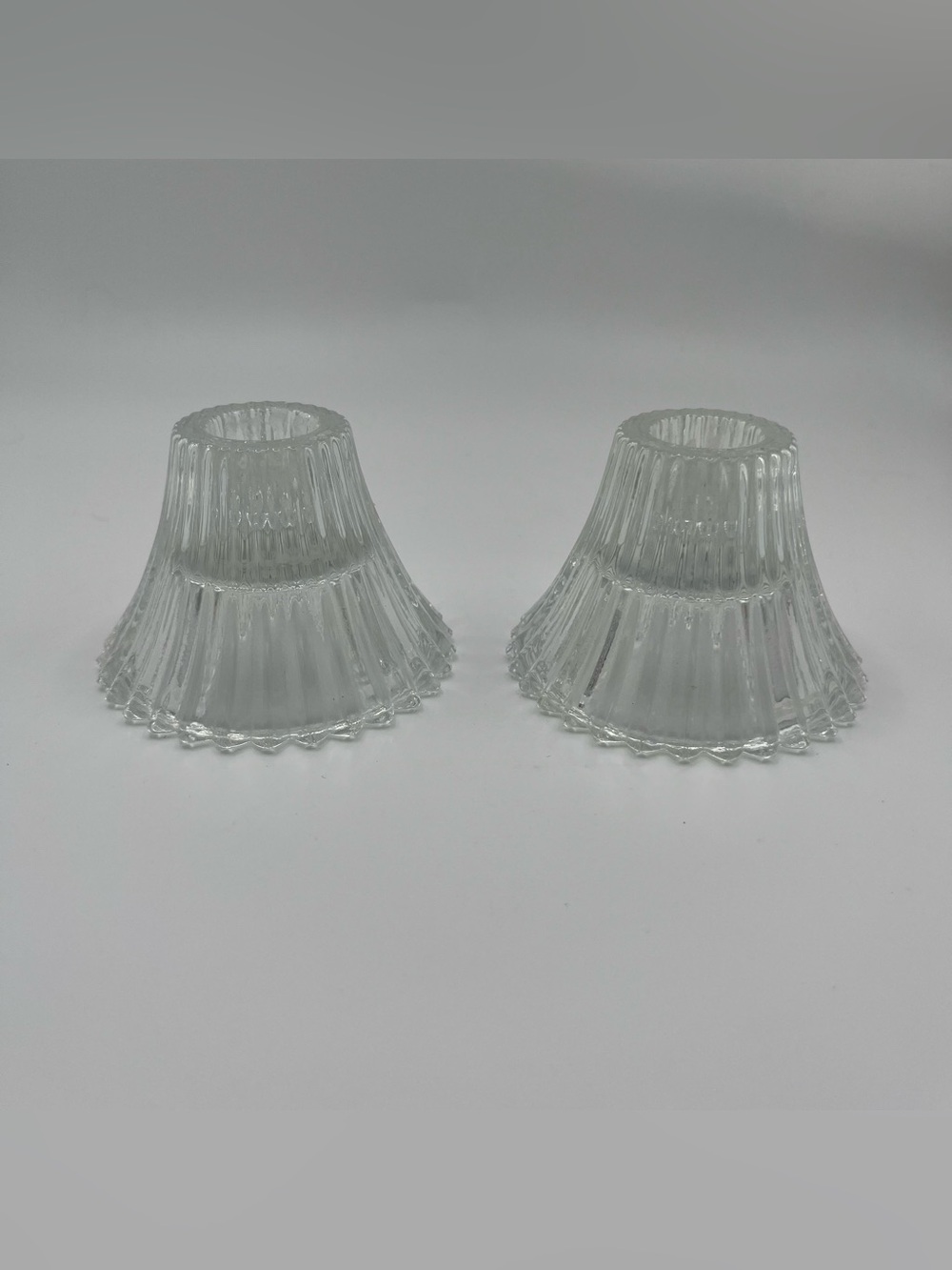 Indiana Glass Reversible Ribbed Clear Glass Candle Holders - Set of 2